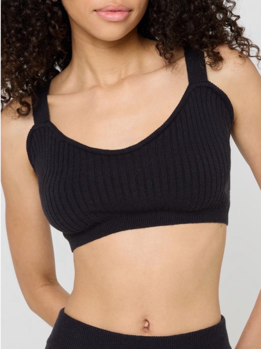 Spiritual Gangster Women’s Sofia Ribbed Sweater Bralette XS NEW Black